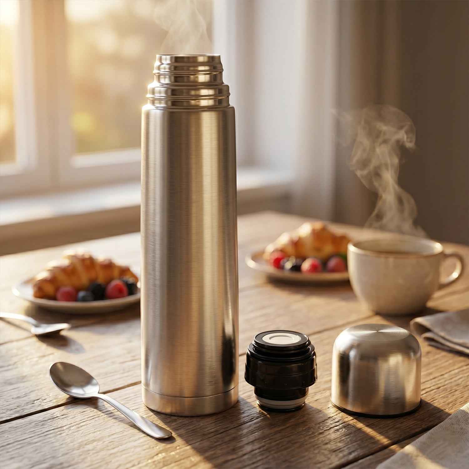 Stainless Steel Vacuum Flask Ð 1000ML with Carry Bag & Spoon