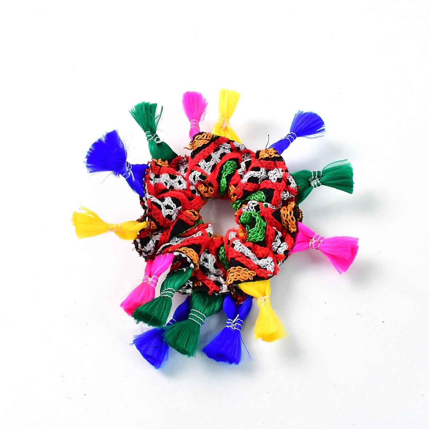 Navratri Hair Bun – Vibrant Multicolor Tassel Juda Accessory