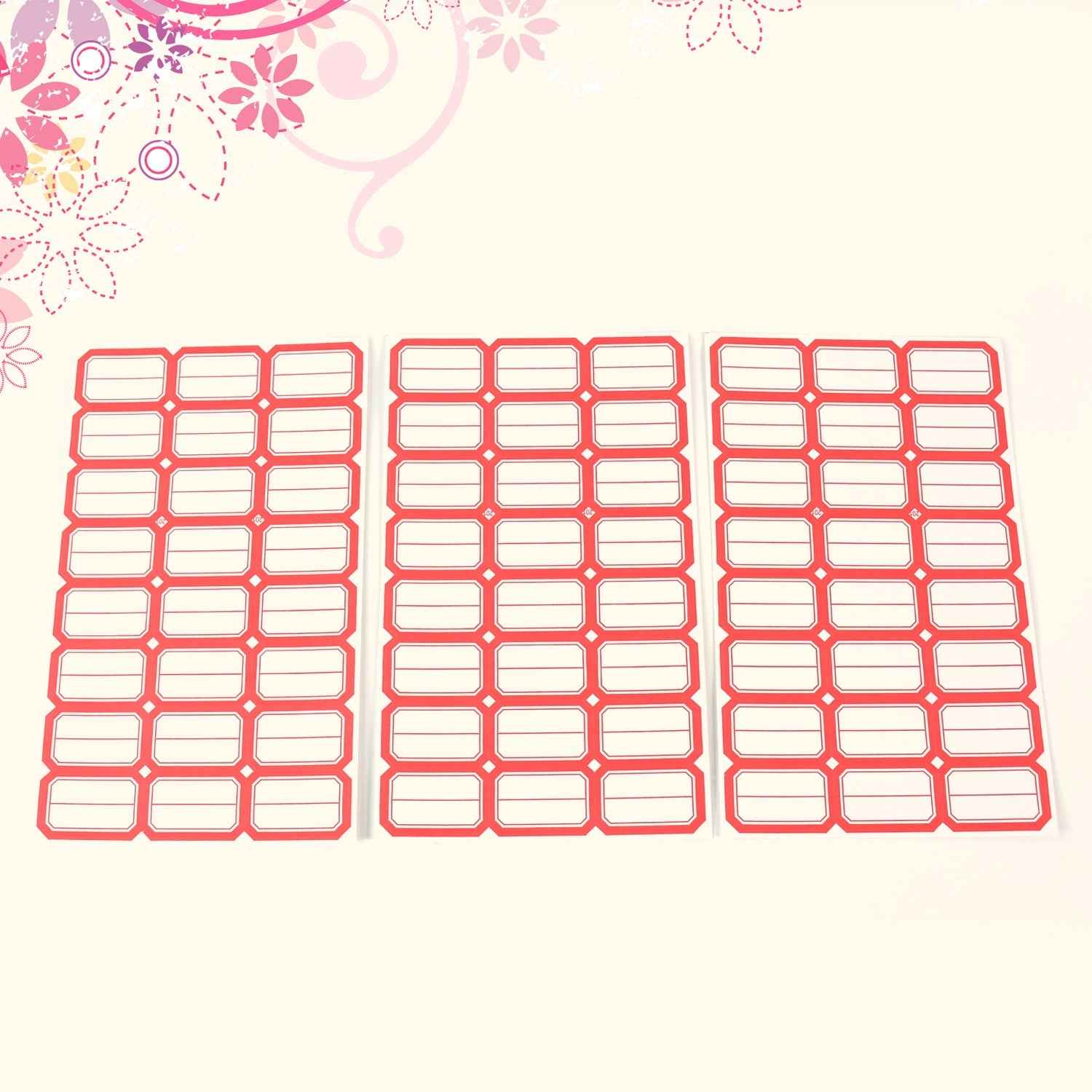Red Border Label Stickers – Writable, Self-Adhesive 50 Sheets