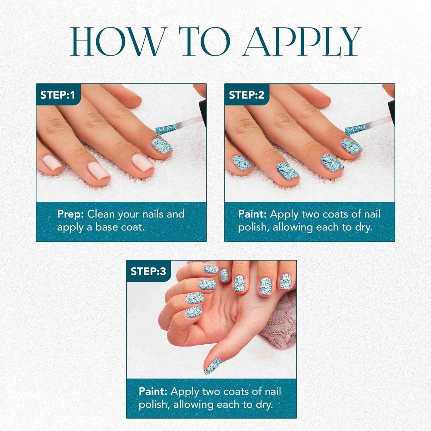 Glitter Nail Paint – Aqua Bluebell, Quick Dry & Long Lasting