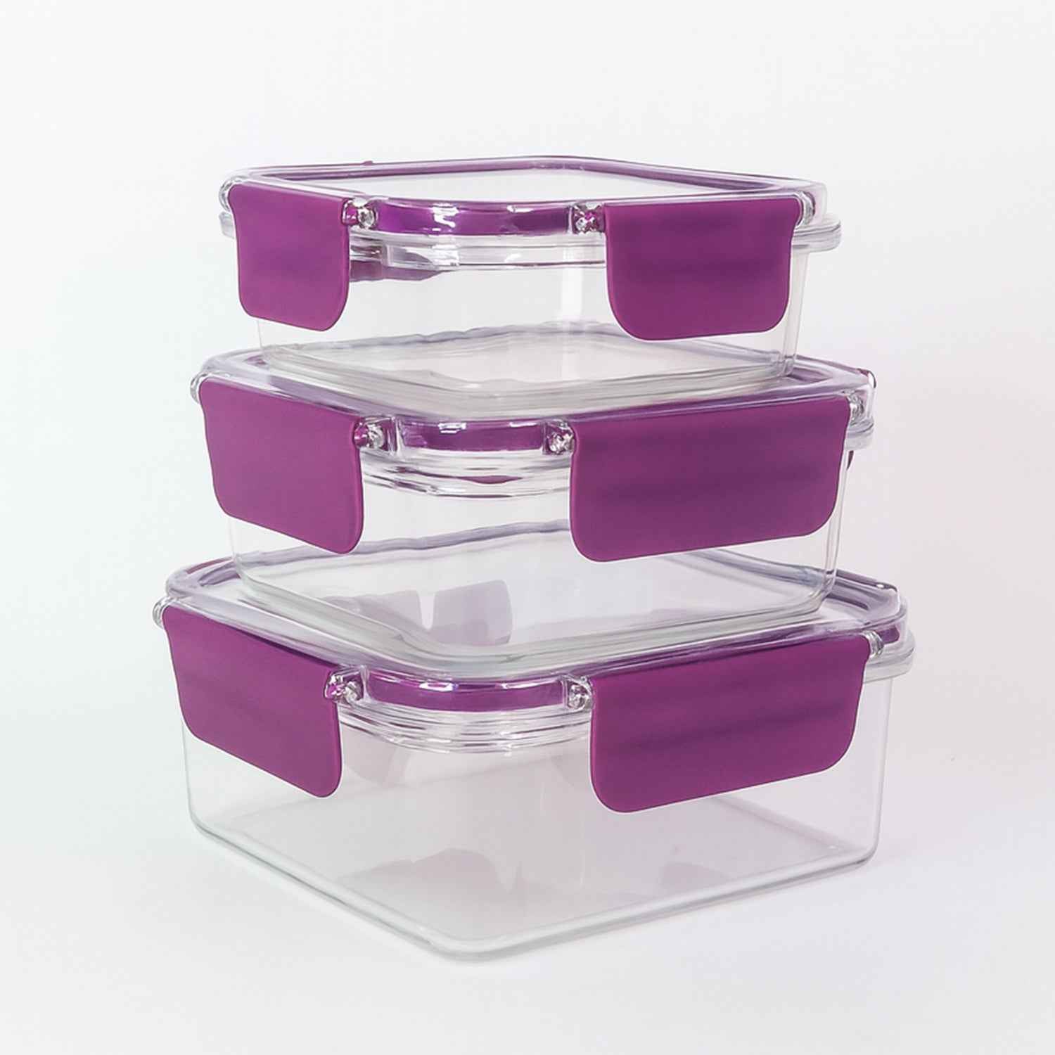 Airtight Square Food Storage Containers – Leakproof 3-Pc Set