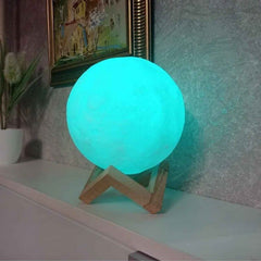 Moon Night Lamp – Blue 3D LED with Plastic Stand | Indo Glow