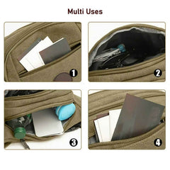 Canvas Waist Bag – Stylish, Multi-Compartment & Adjustable Strap