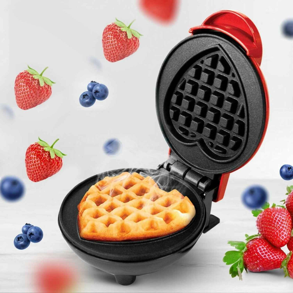 Mini Waffle Maker Machine on kitchen counter with compact design