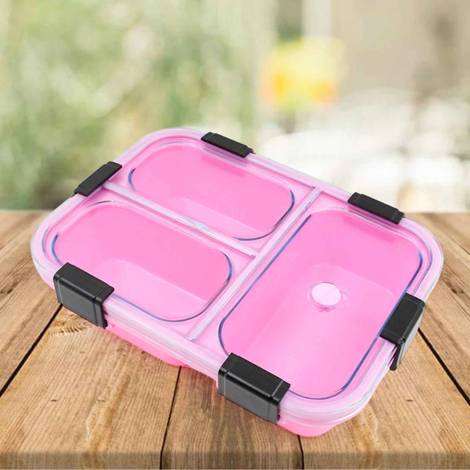 Insulated Lunch Box – 3 Compartment Plastic Tiffin | Lunchie Bunchie
