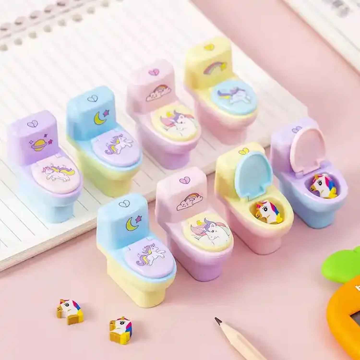 Toilet Pencil Sharpener – Fun Novelty with Eraser (2 Pc Set) | Writezo