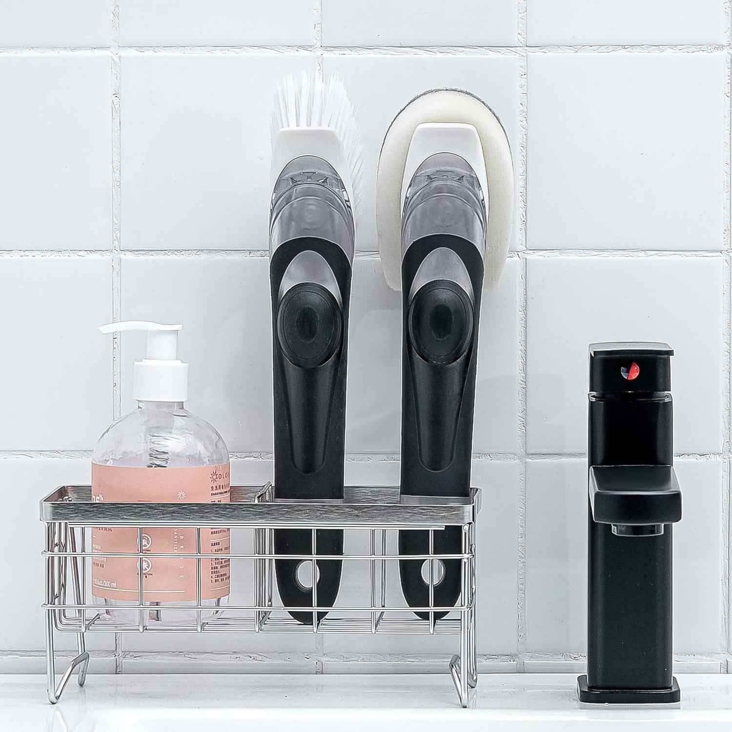 Soap Dispensing Dish Brush – Refillable Kitchen Scrubber | VelvetBubbles