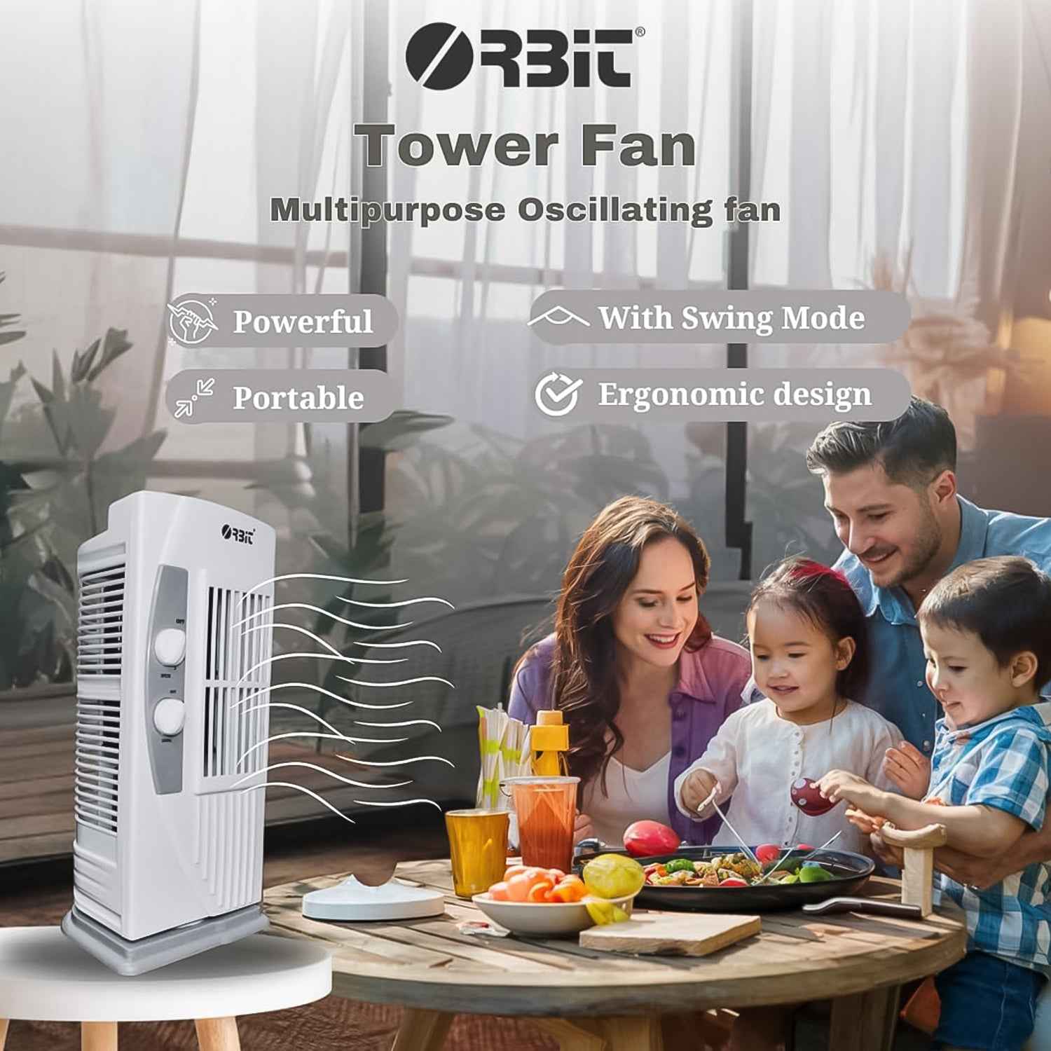 Orbit Micro Oscillating Tower Fan – Compact Adjustable Speed Fan