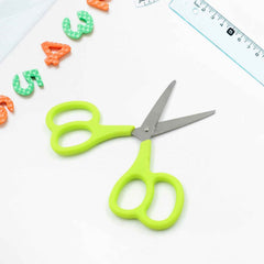 View of the stainless steel double grip scissors for crafting.