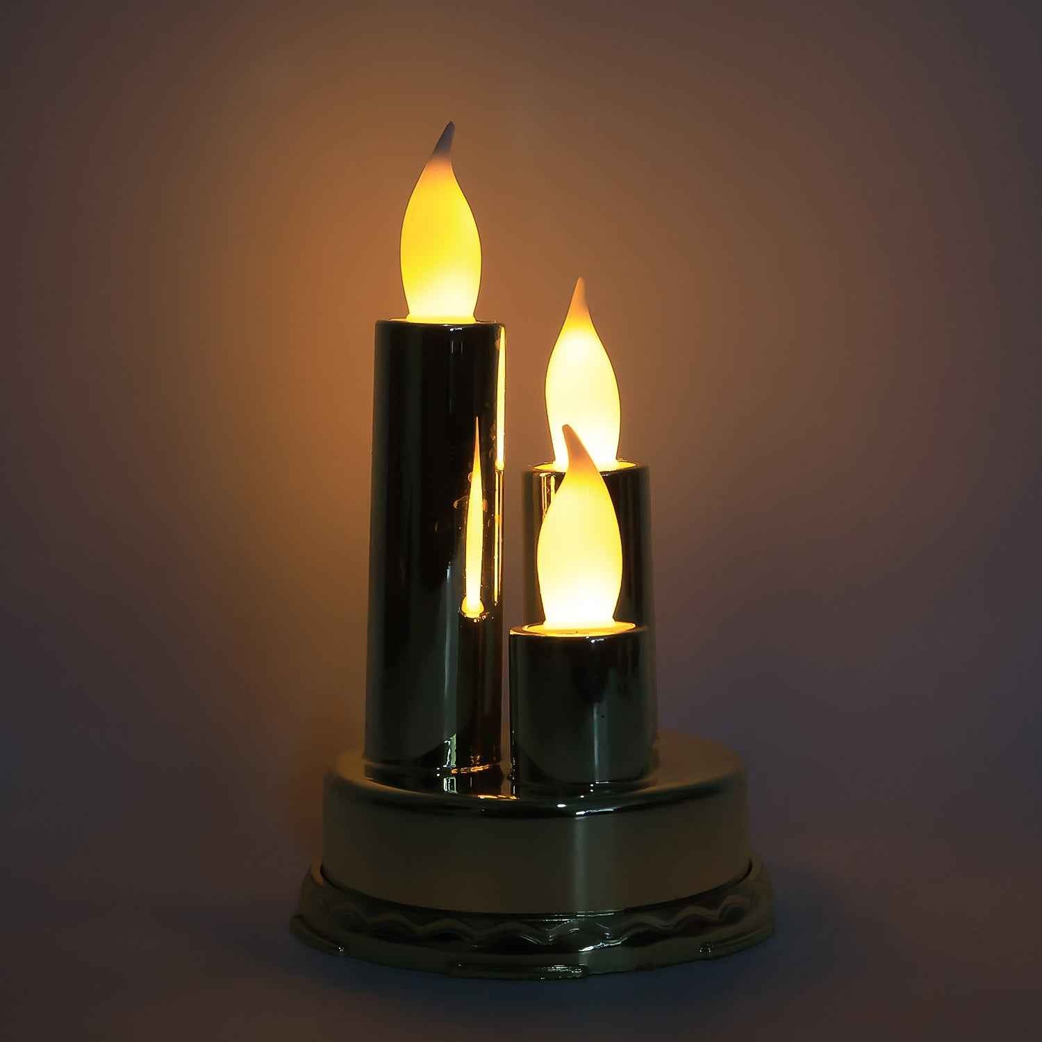 LED Flameless Candle Lamp – Triple Candle Design, Golden Glow