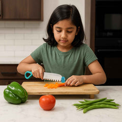 Wooden Cutting Board with Ergonomic Knife – Durable & Compact Set