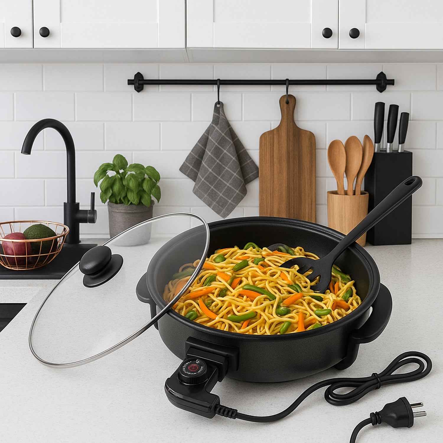 Electric Multi-Purpose Cooker – 1500W Powerful Non-Stick Pan