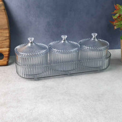 Dry Fruit Storage Jars – 3-Piece Set with Tray for Freshness