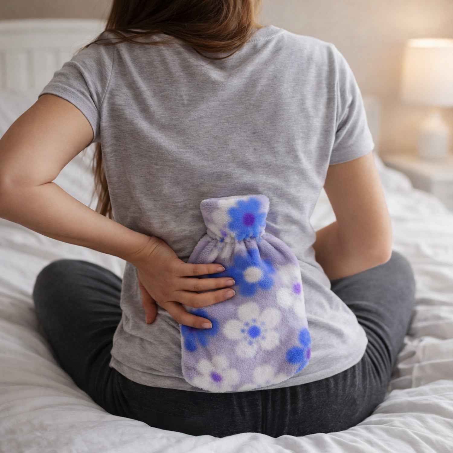 Floral Printed Hot Water Bag – Soft Plush Cover for Pain Relief