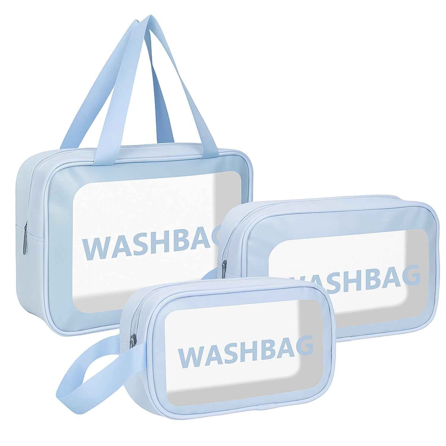 Waterproof Transparent Travel Toiletry Bag Set – 3 Sizes for Easy Organization