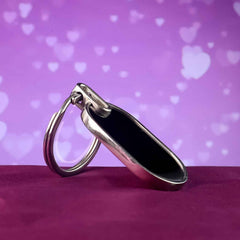 Oval Metal Keychain – Elegant Black & Silver Finish for Everyday Use