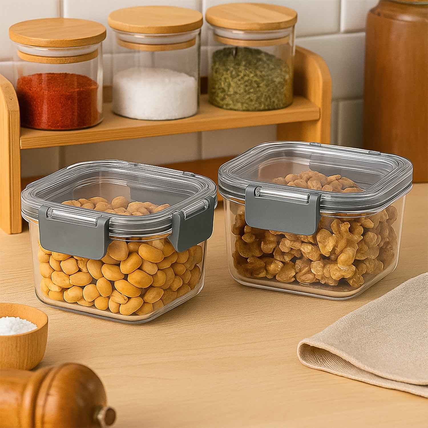 Airtight Food Storage Containers – 2Pc 540ML Press N’ Lock