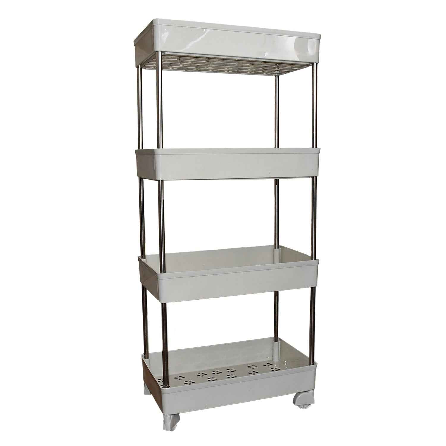 4 Layer Kitchen Rack – Durable Steel & Plastic Storage