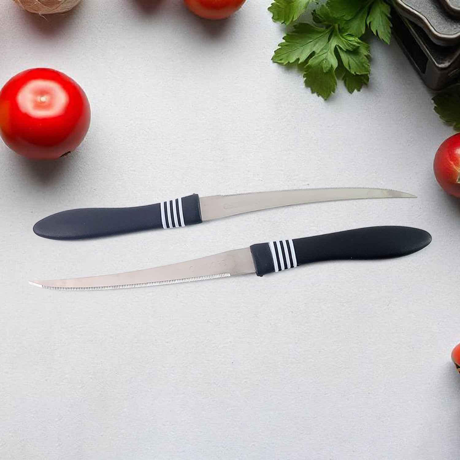 Serrated Kitchen Knife Set – Premium Curved Stainless Steel Blades