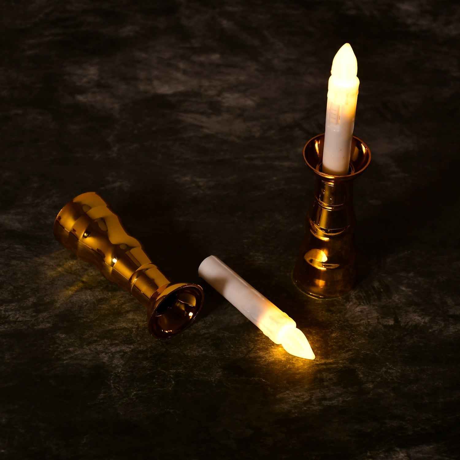 Flameless LED Candle Lights – Gold Base, Suction Cups | Styleva