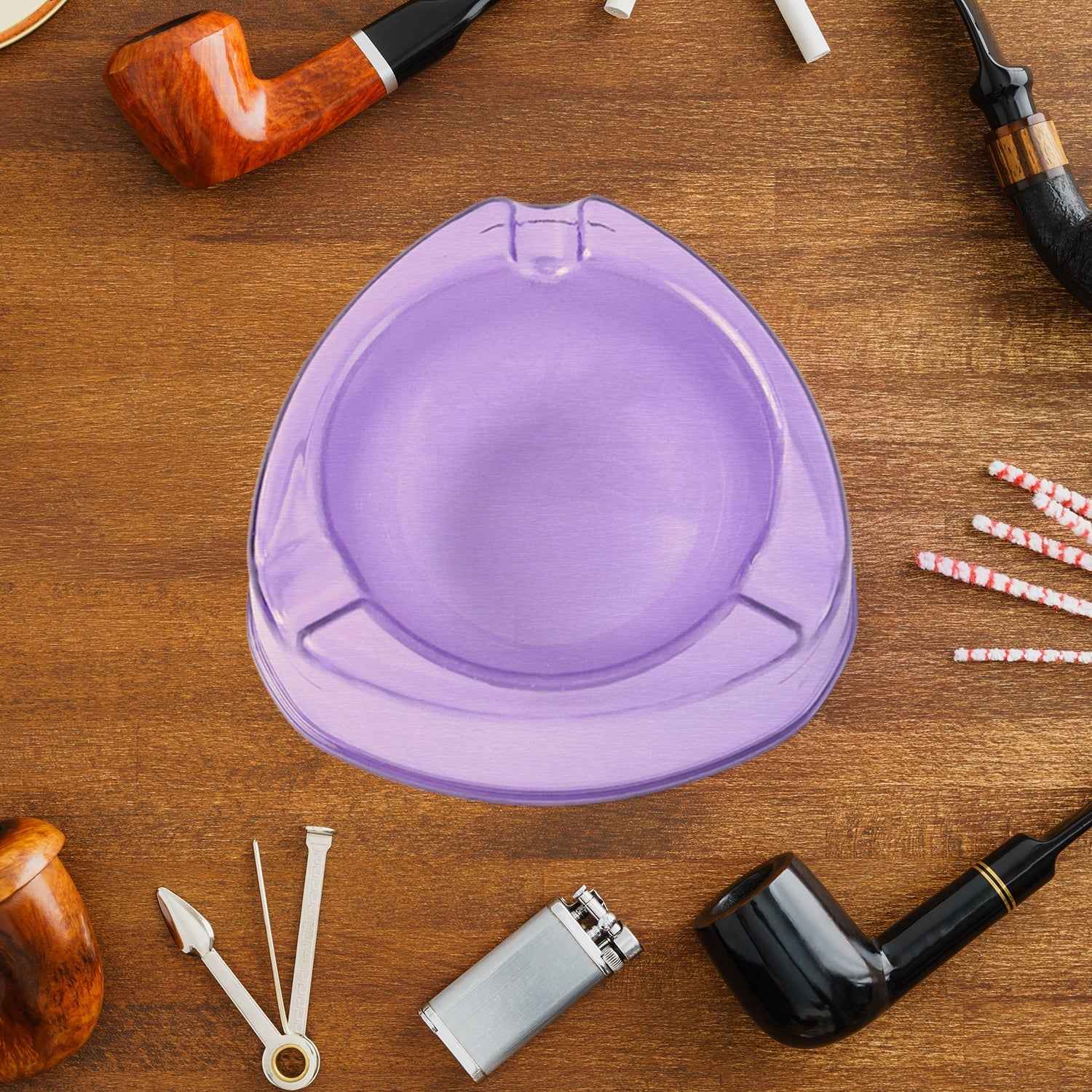 Transparent Purple Plastic Ashtray – Durable Heat-Resistant Design