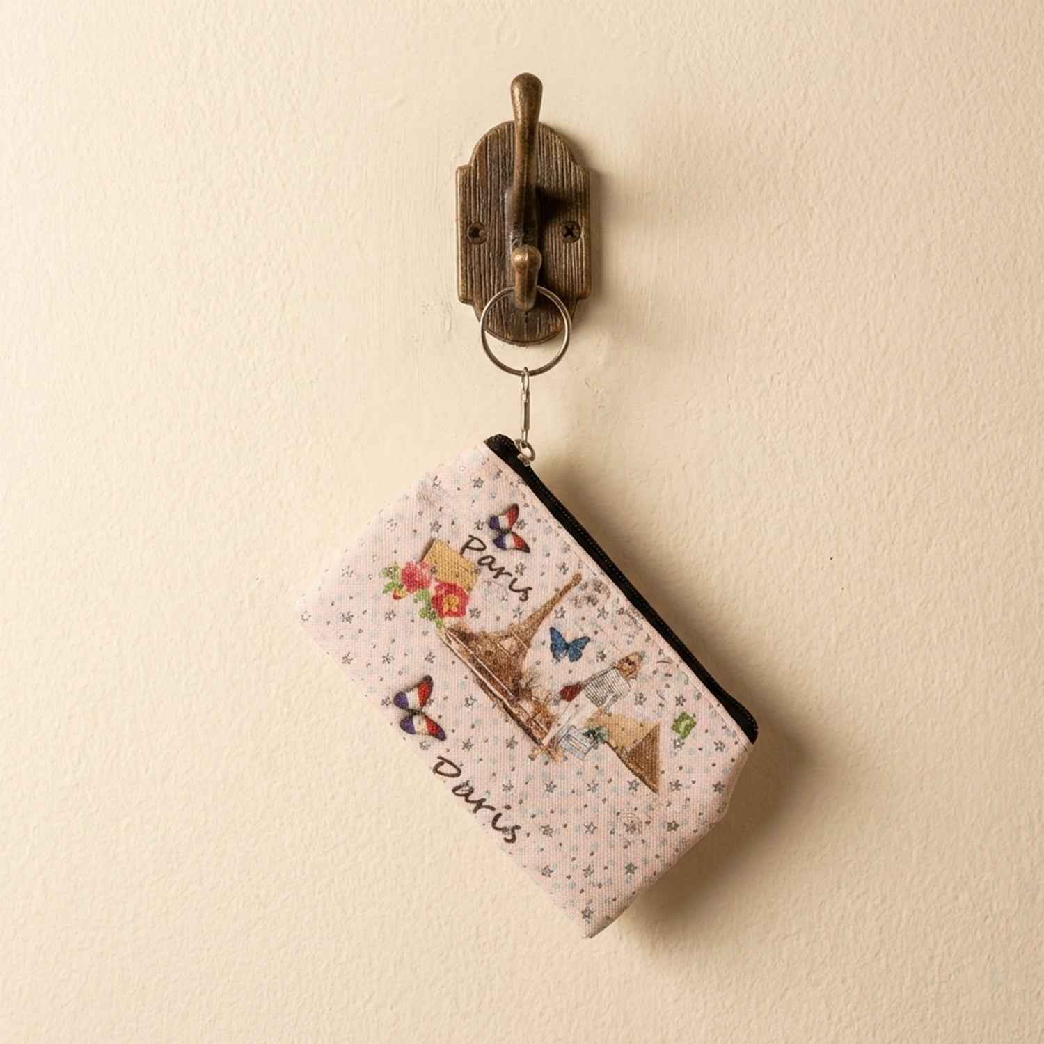 Paris Print Zipper Coin Pouch – Compact & Stylish Storage