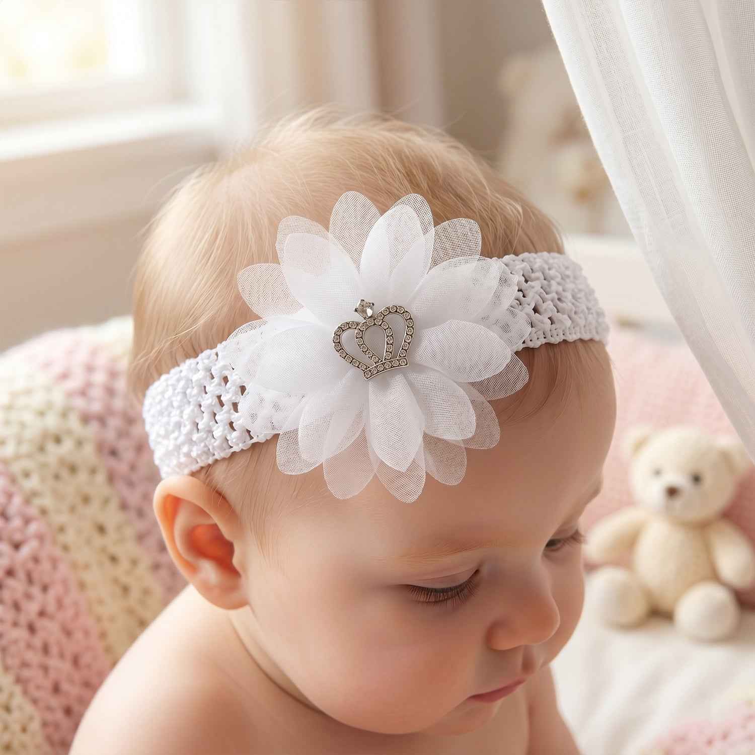 Baby Hair Headband Ð Soft Elastic Floral Crown Accessory
