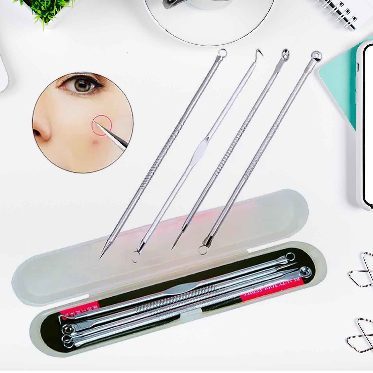 Blackhead Remover Tool – 4-in-1 Stainless Steel Extractor | ToolMate Pro