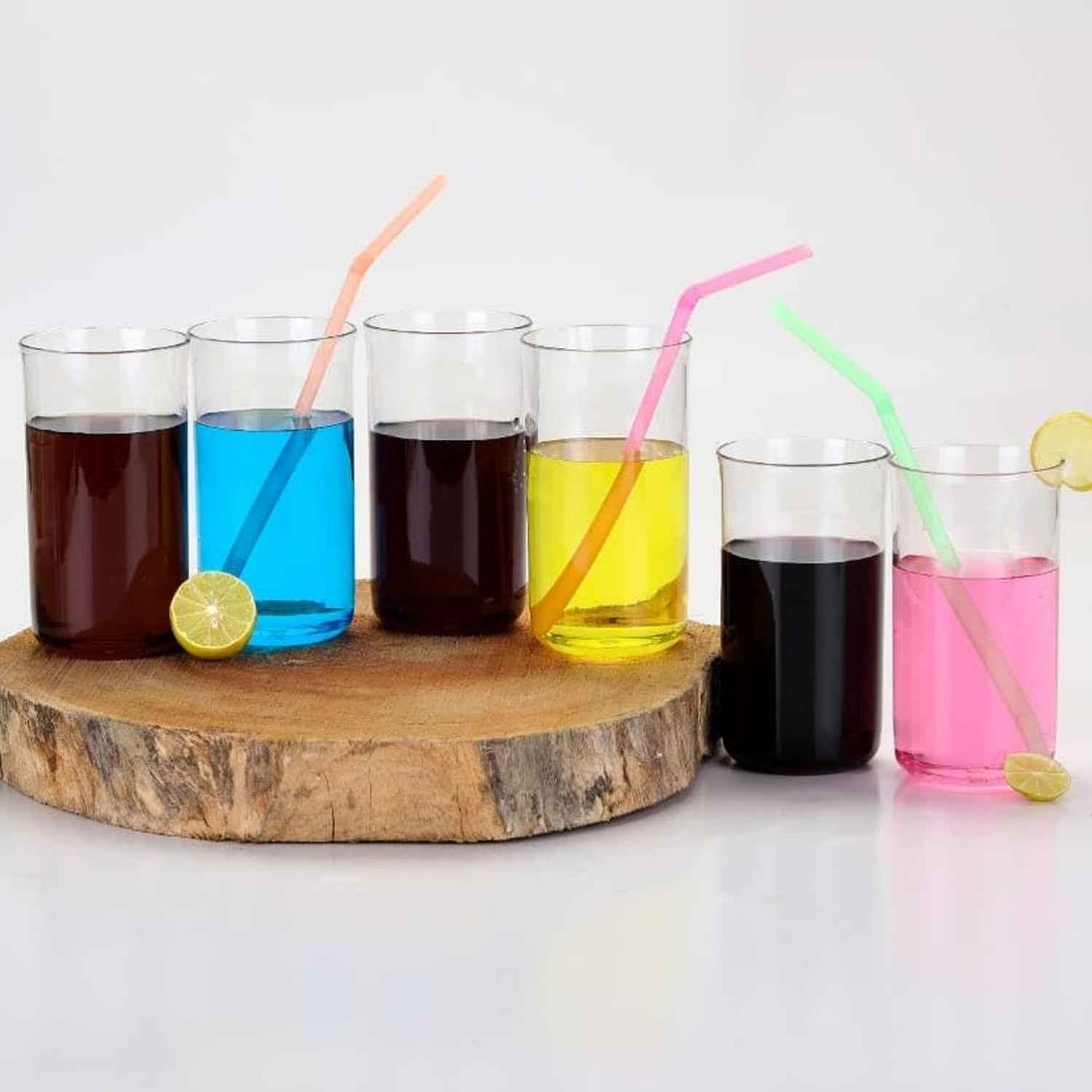 Glossy Plastic Glass Set – Durable 300ml Lightweight Tumblers (6 Pc)