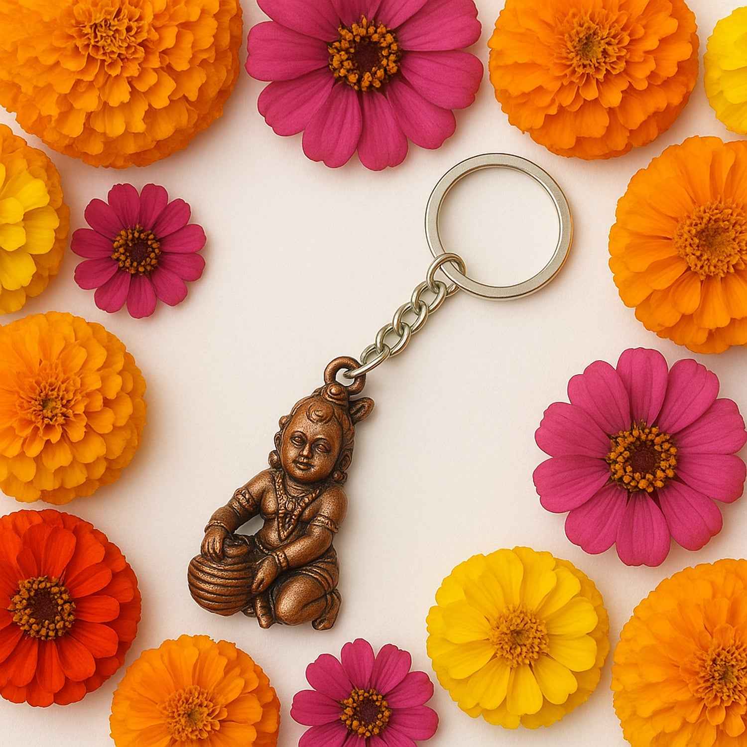 Bal Krishna Keychain – Durable Metal Devotional Accessory