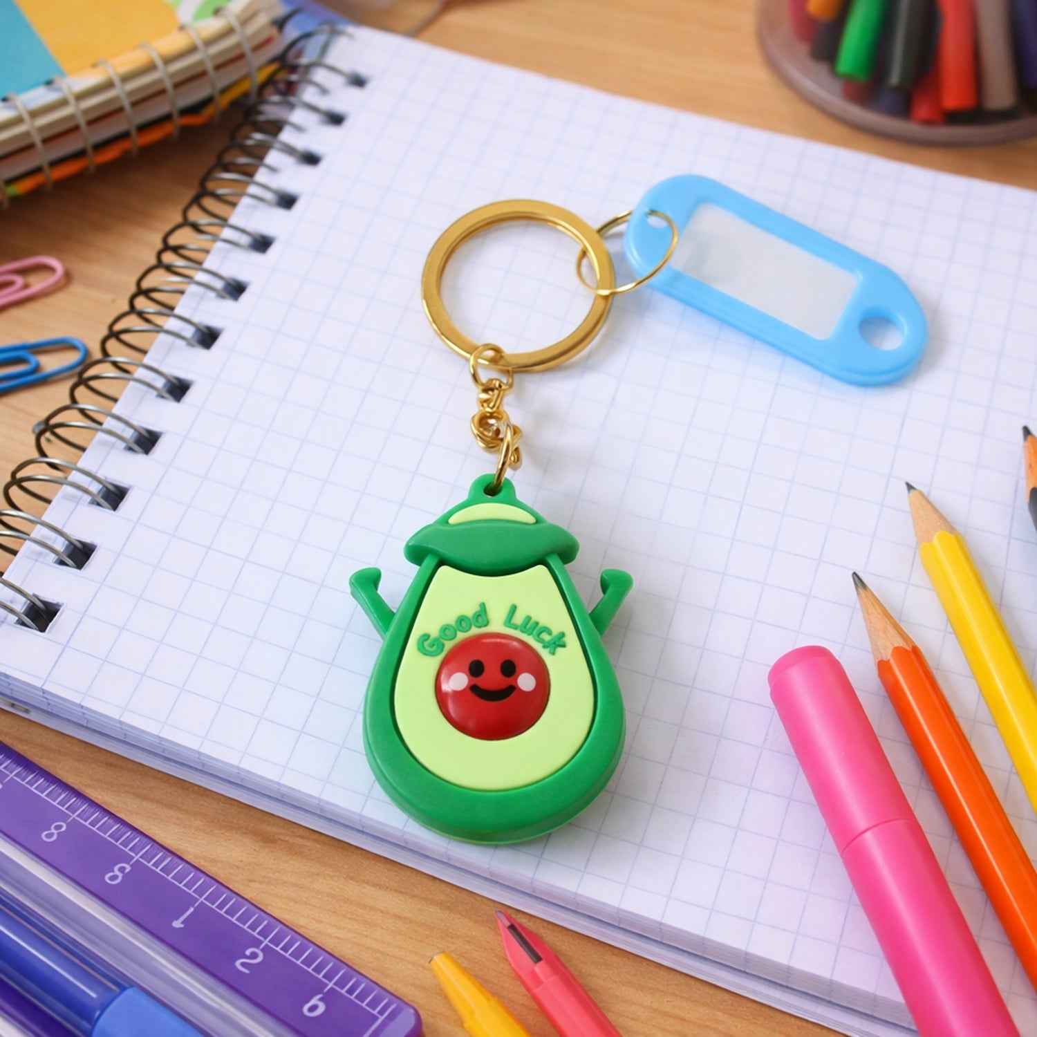 Avocado Keychain – Cute Cartoon Design with ID Tag