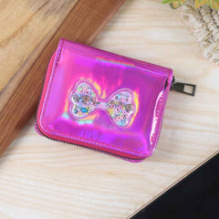 Kids Wallet – Vibrant Holographic Zip Closure with Glitter Bow