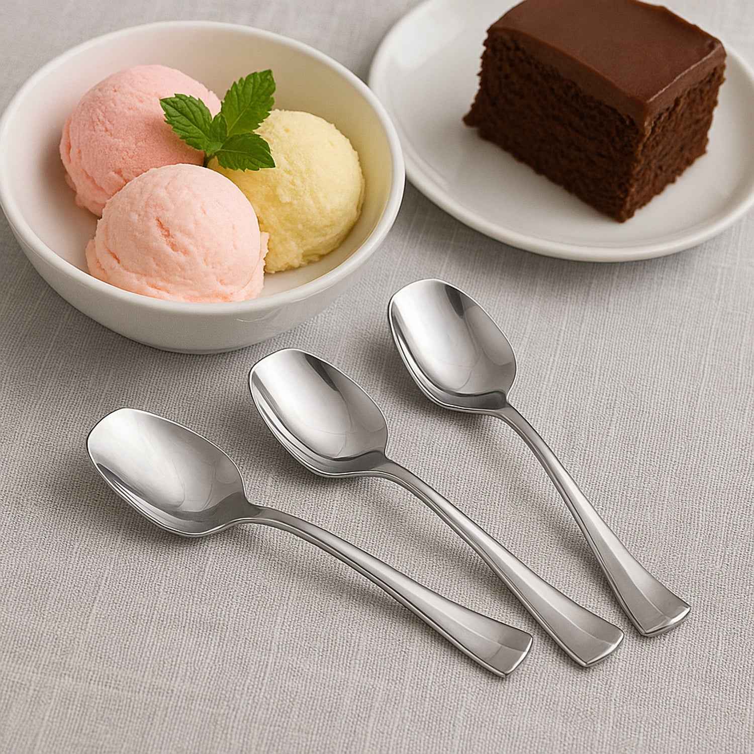 Stainless Steel Ice-Cream Spoon Set – Durable & Mirror Polished