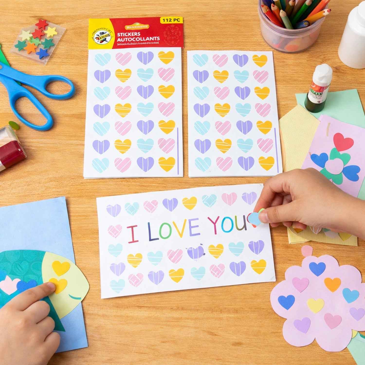 Heart Shape Stickers Set – 112 Colorful Decorative Pieces