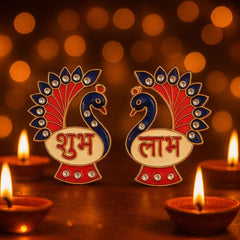Peacock Wall Hanging Set – Traditional Shubh Labh Decor for Festivals