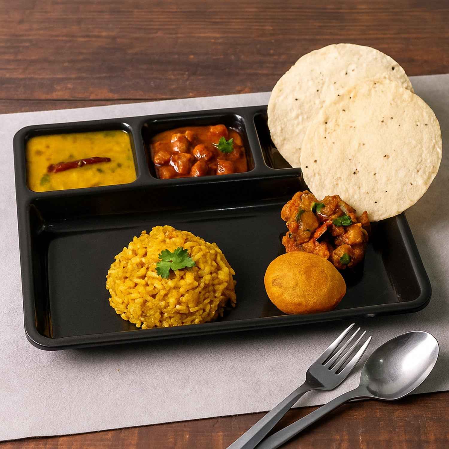 4-Compartment Meal Tray – Neat Sectioned Dining Plate