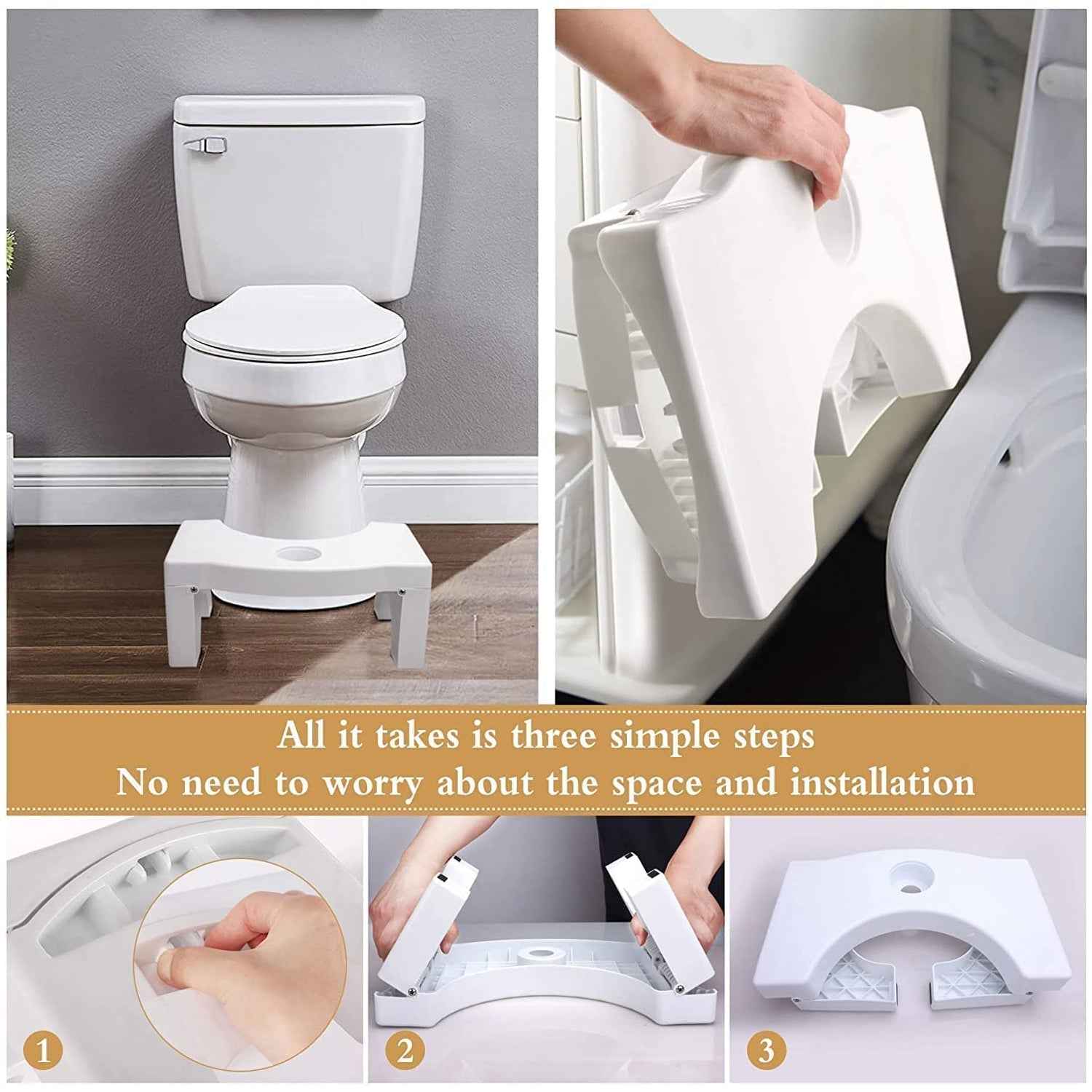 Toilet Squat Stool – Foldable, Non-Slip Bathroom Relief | storenzo