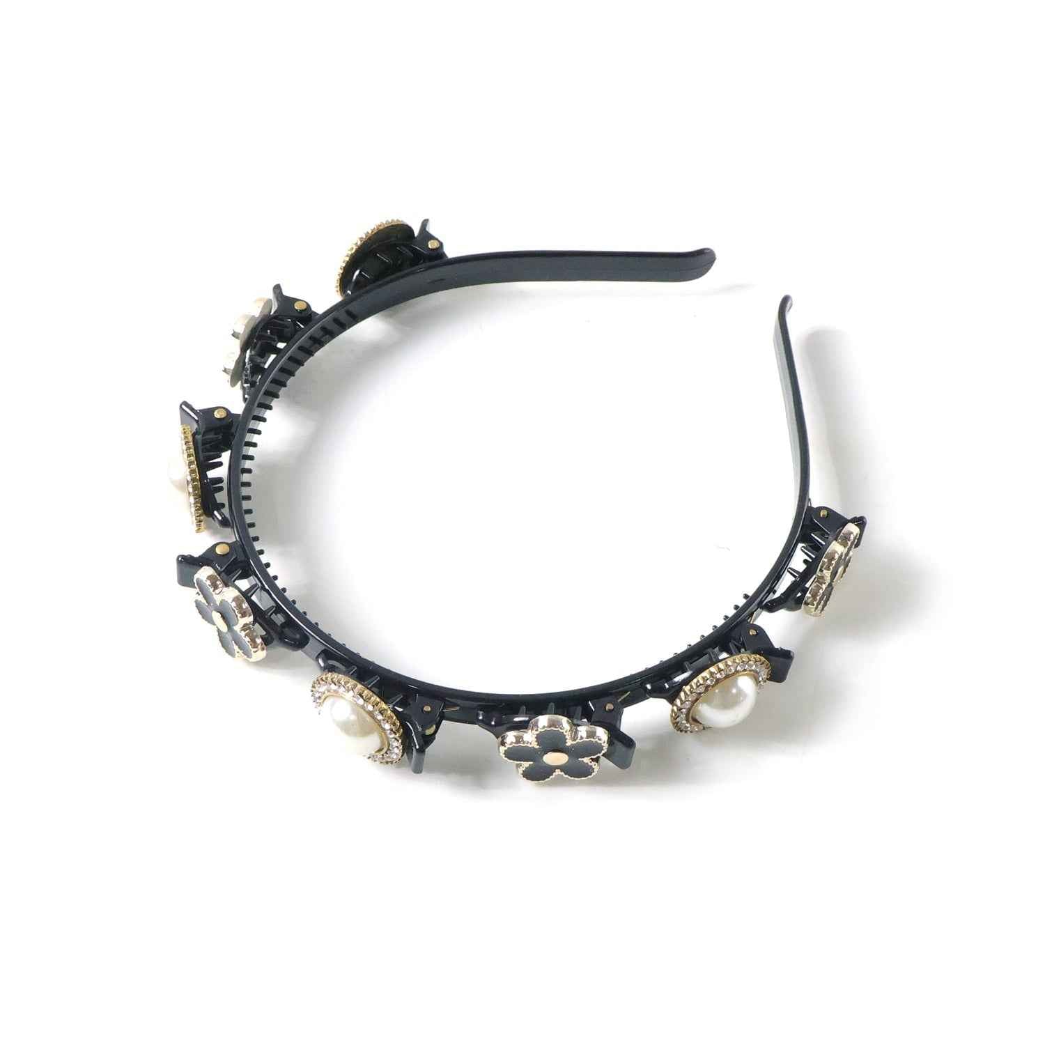 Elegant Pearl & Floral Hairband – Stylish Accessory for Women & Girls
