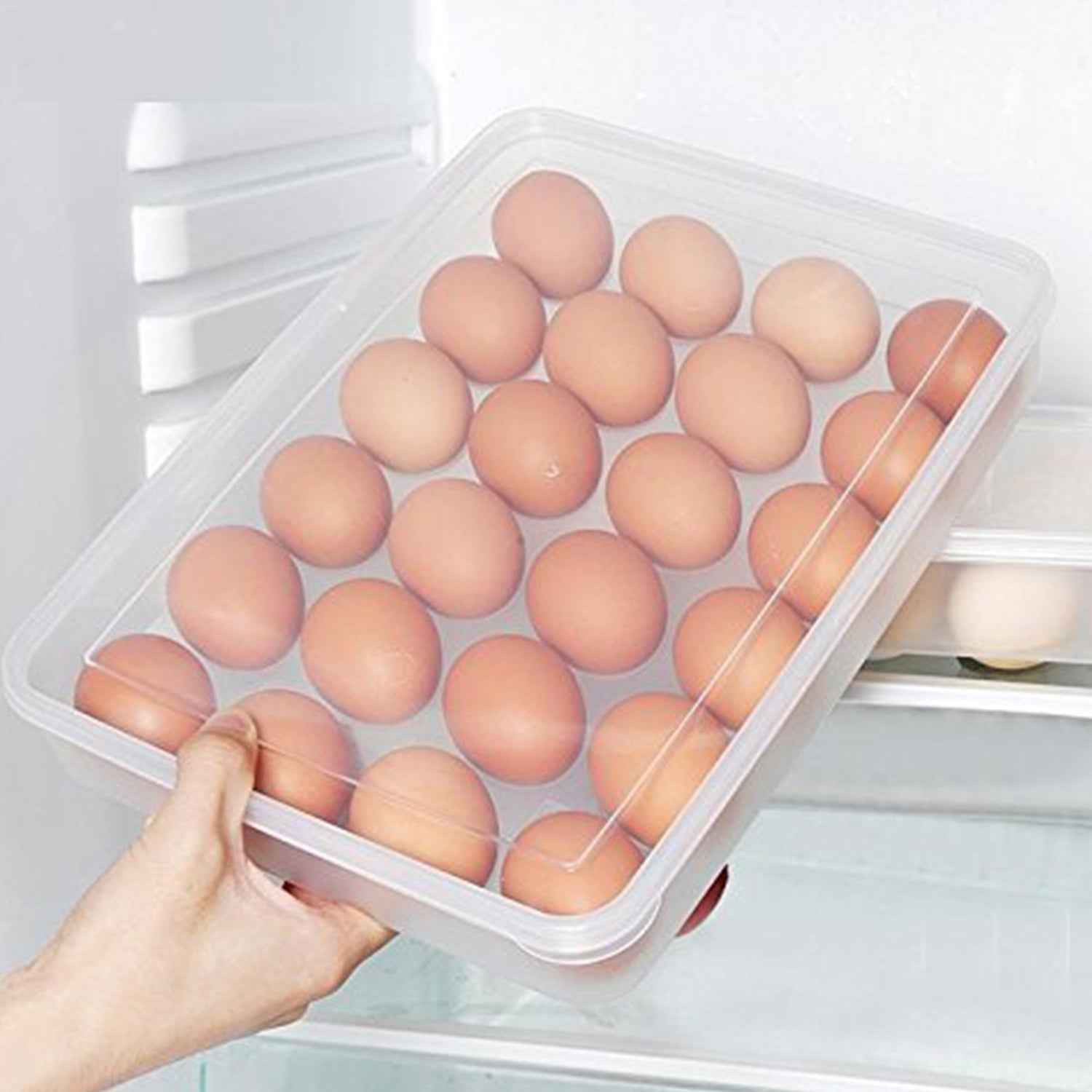 Plastic Egg Storage Container – Clear 24-Grid Fridge Organizer