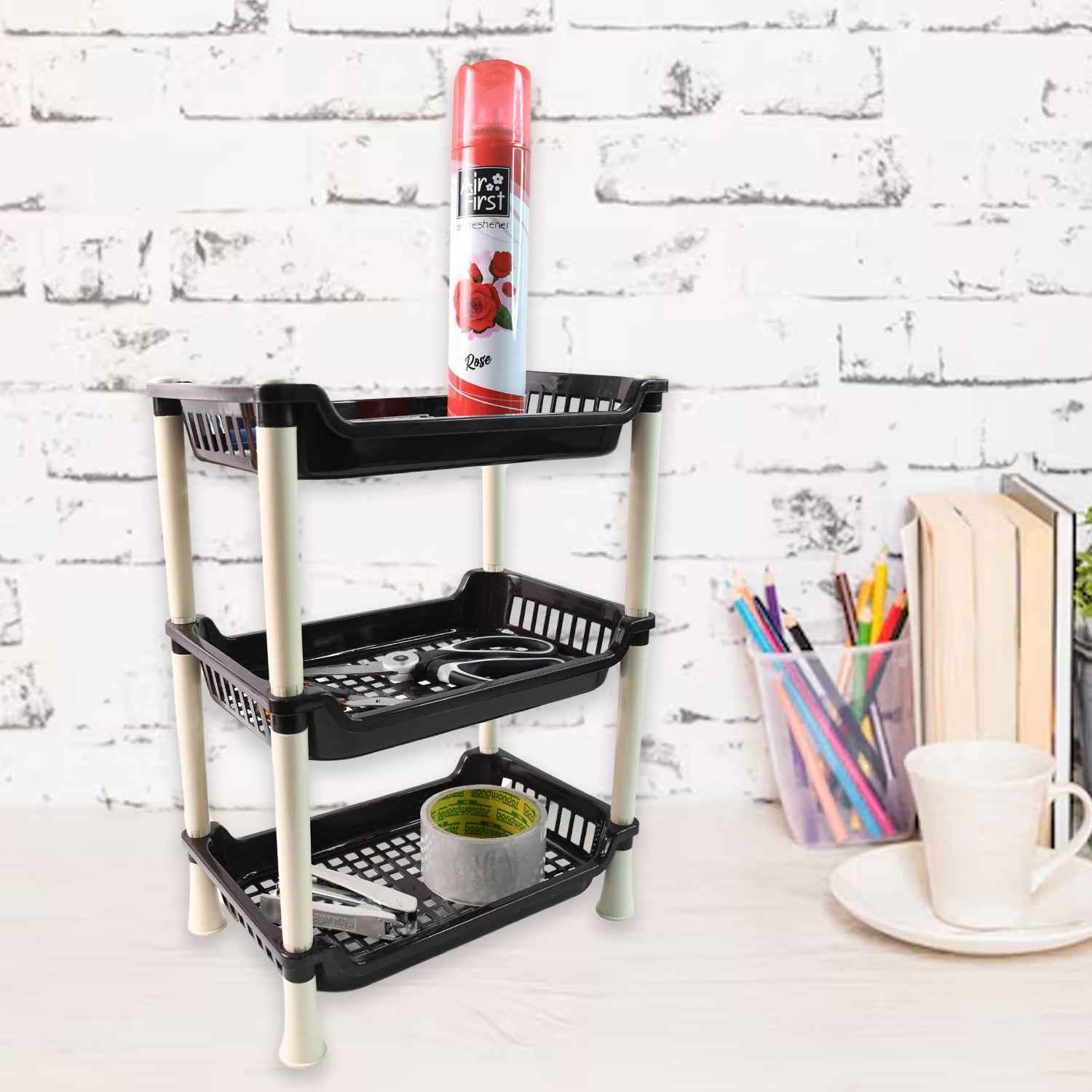 3-Tier Plastic Storage Rack – Durable & Space-Saving Organizer