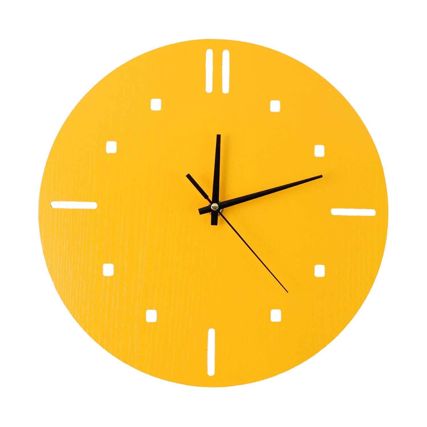 Yellow Silent Wall Clock – Modern Non-Ticking Timepiece