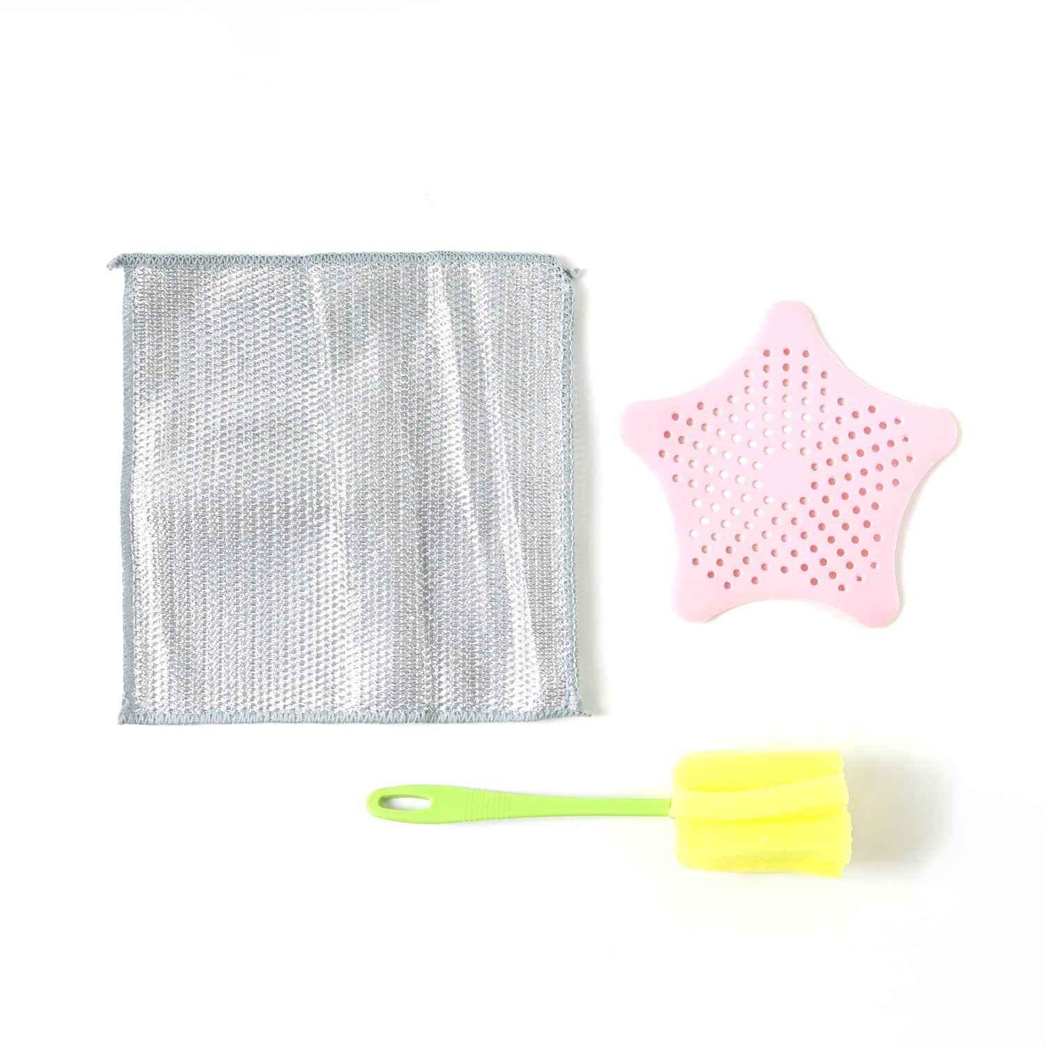 Kitchen Cleaning Set – 3-in-1 Combo with Scrub Pad & Bottle Brush