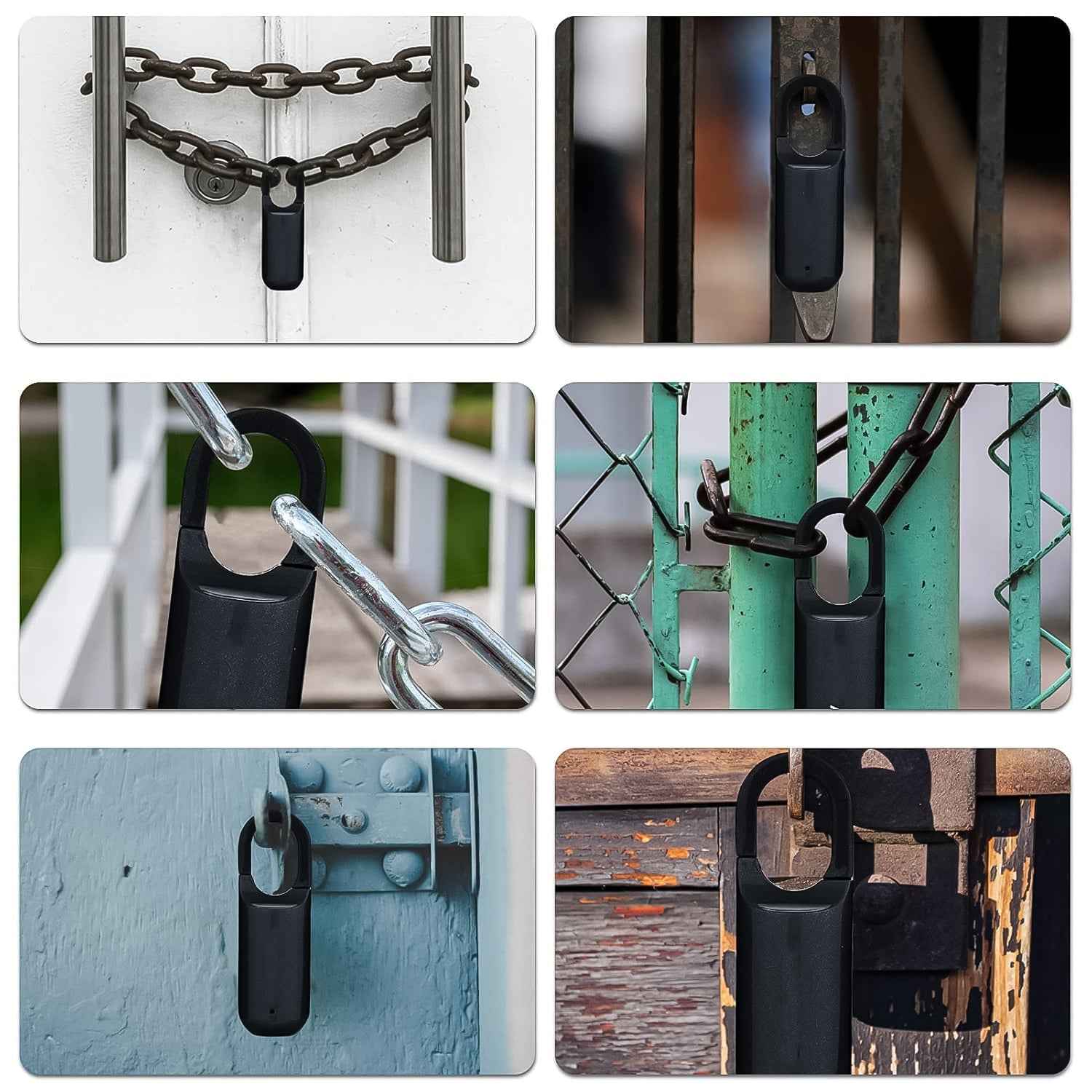 Portable fingerprint padlock with a clear view of the sensor.