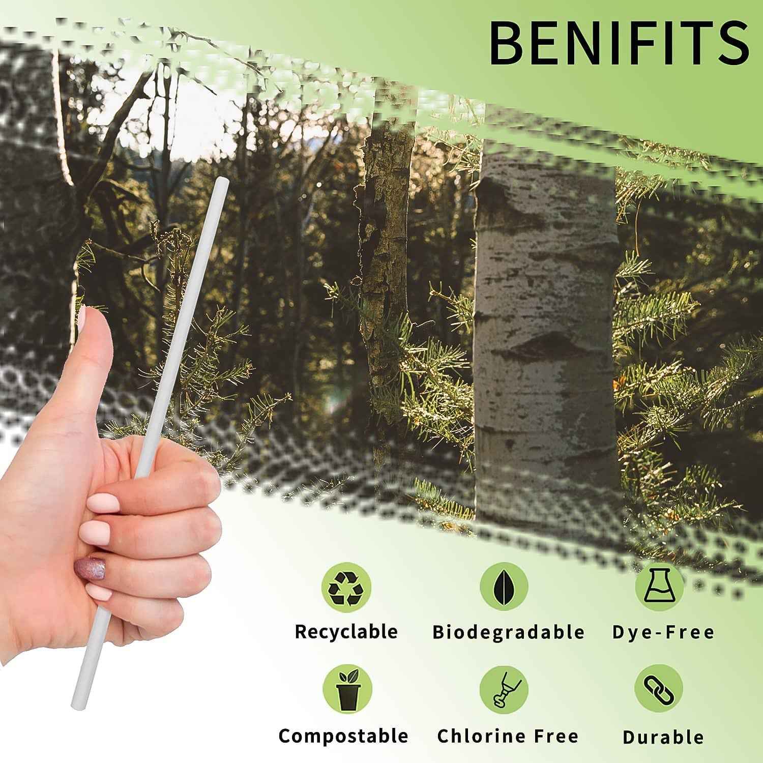 Paper Straws – Sog-Resistant & Eco-Friendly 6mm x 200mm, 50 pcs