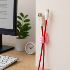 Hand-Shaped Wall Clip Holder – Pink Silicone Cable Organizer