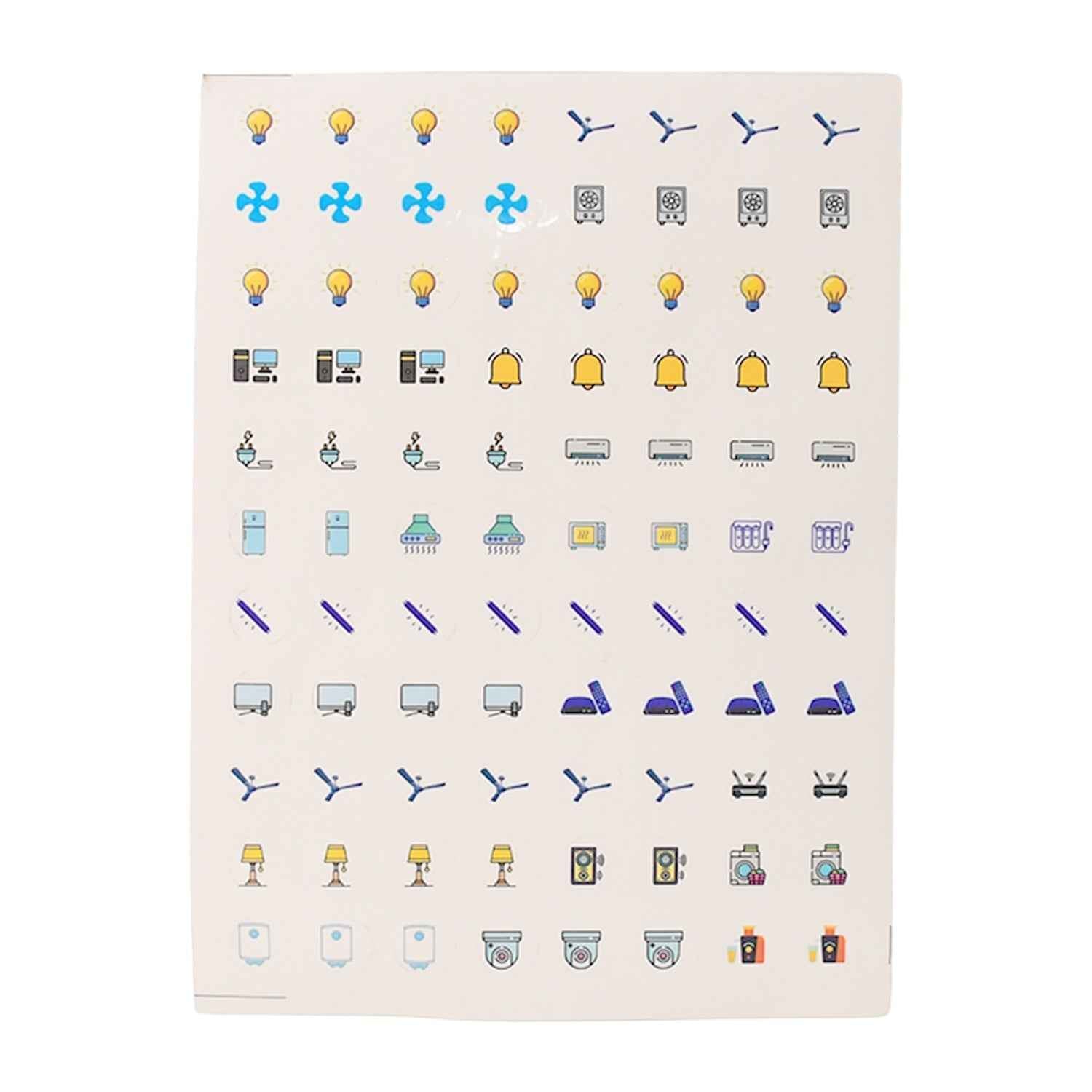 Smart Switch Icon Stickers – Pack of 10 Sheets with Appliance Icons