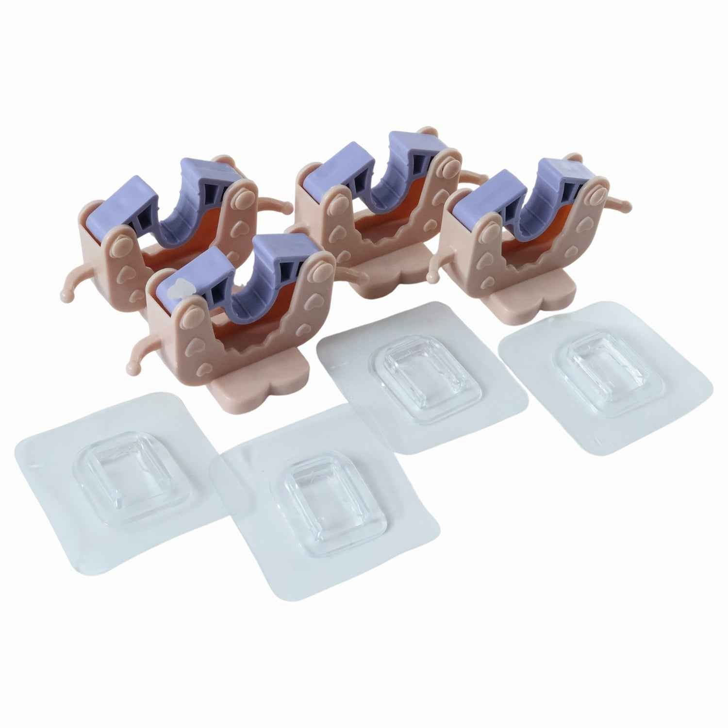Broom & Mop Holder Clips – Strong Adhesive 4-Pc Wall Storage Set