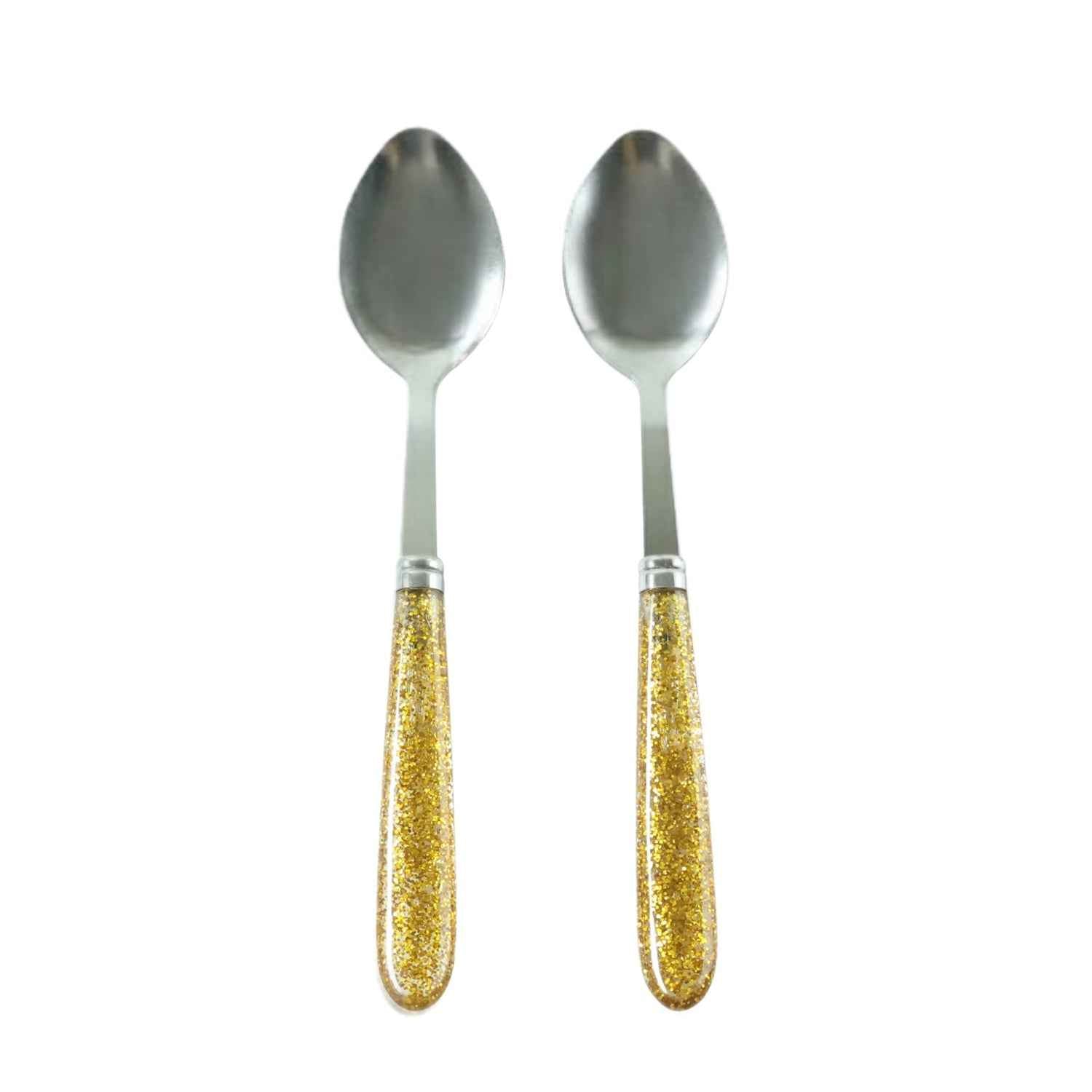 Stainless Steel Dining Spoon Set – Elegant Glitter Handles, Pack of 2