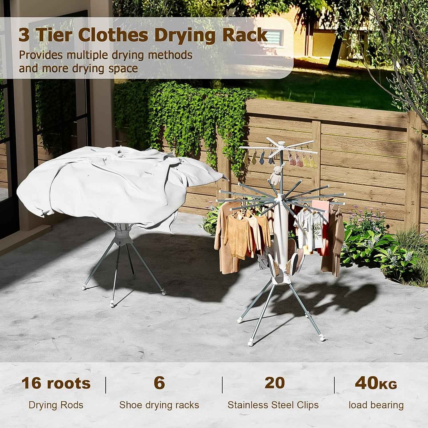 Clothes Drying Rack – Multi-Layer Foldable Design with Wheels, OCTOPUS RACK
