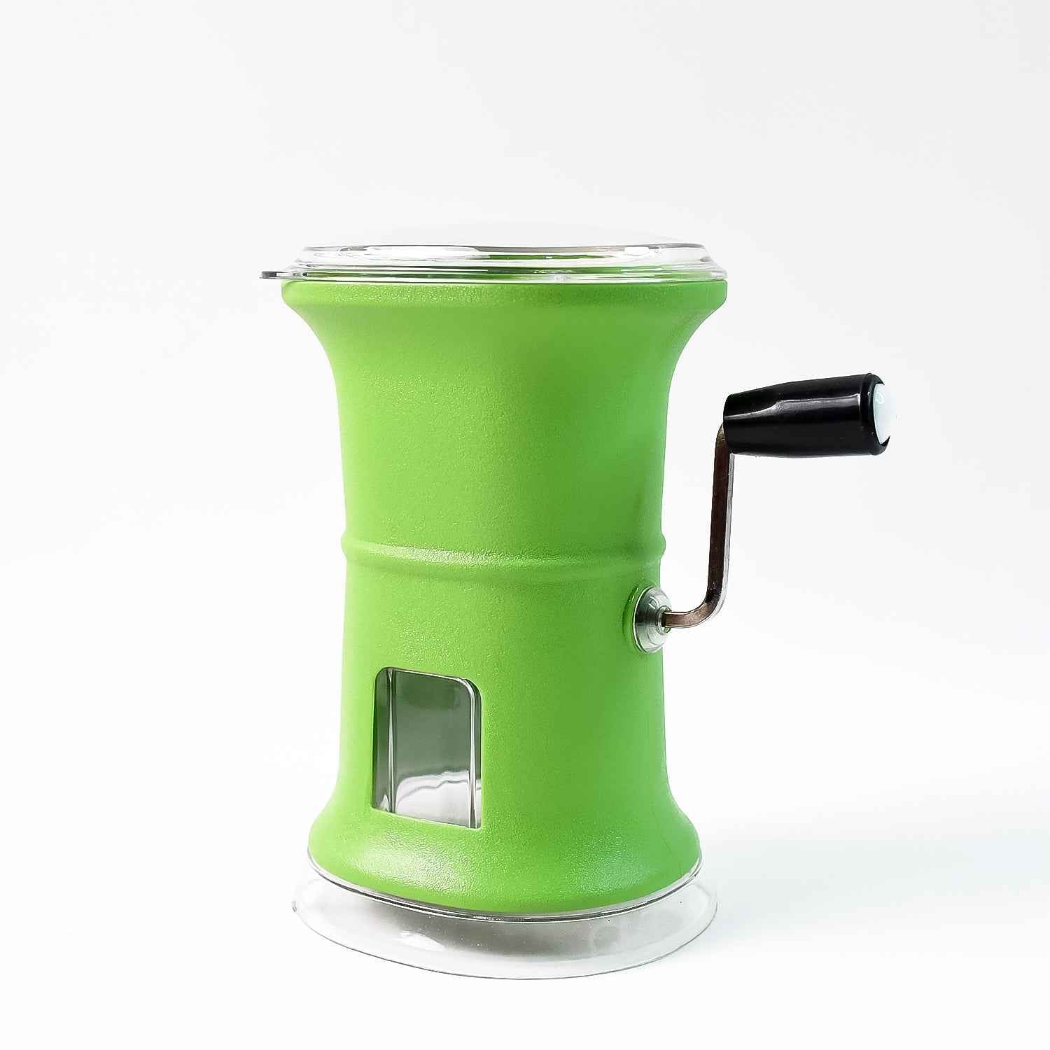 Top view showing transparent ingredient window of manual dry fruit cutter